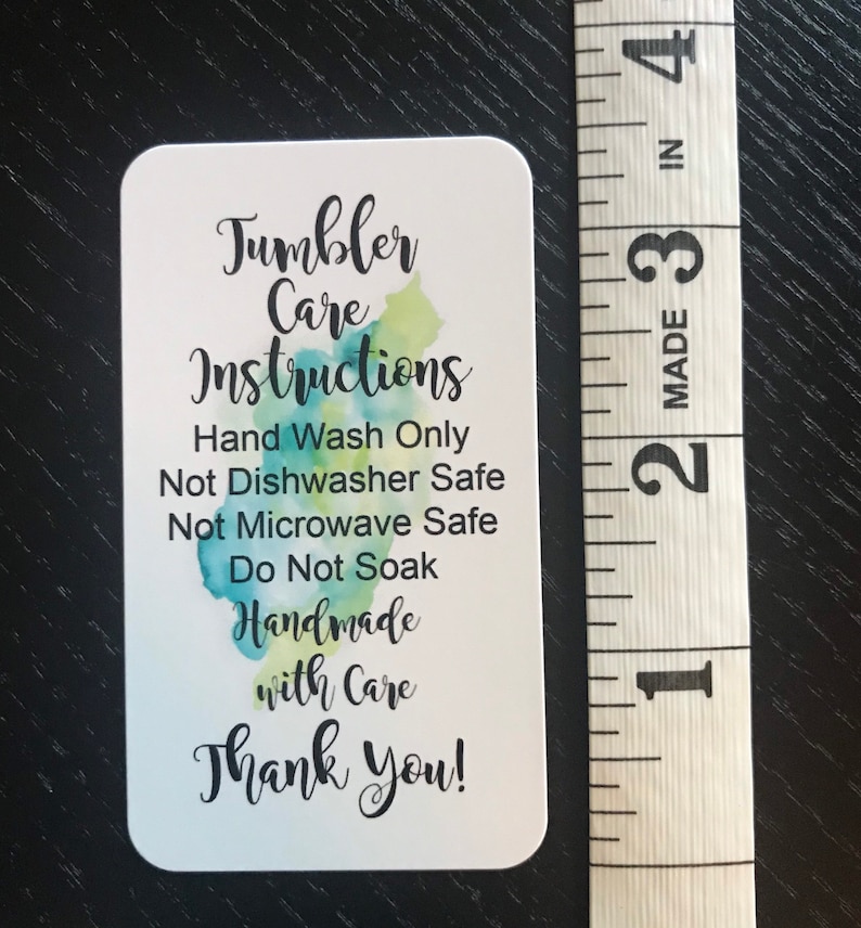 Blue Green Watercolors Tumbler Cup Care Instructions Set Pack Of 25 Cards Paper Paper Party Supplies Kromasol Com