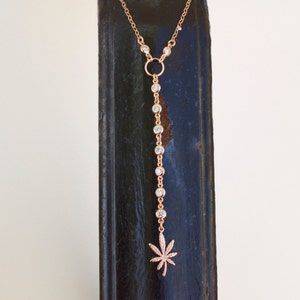 Cannabis Leaf CZ Y Necklace – 14K Gold-Filled, Sterling Silver