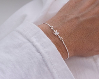 Mini Marijuana Charm Bracelet - Sterling Silver Adjustable Box Chain