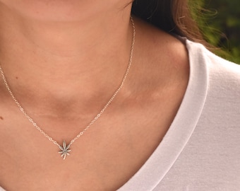 Oxidized Marijuana Leaf Necklace – Sterling Silver Charm