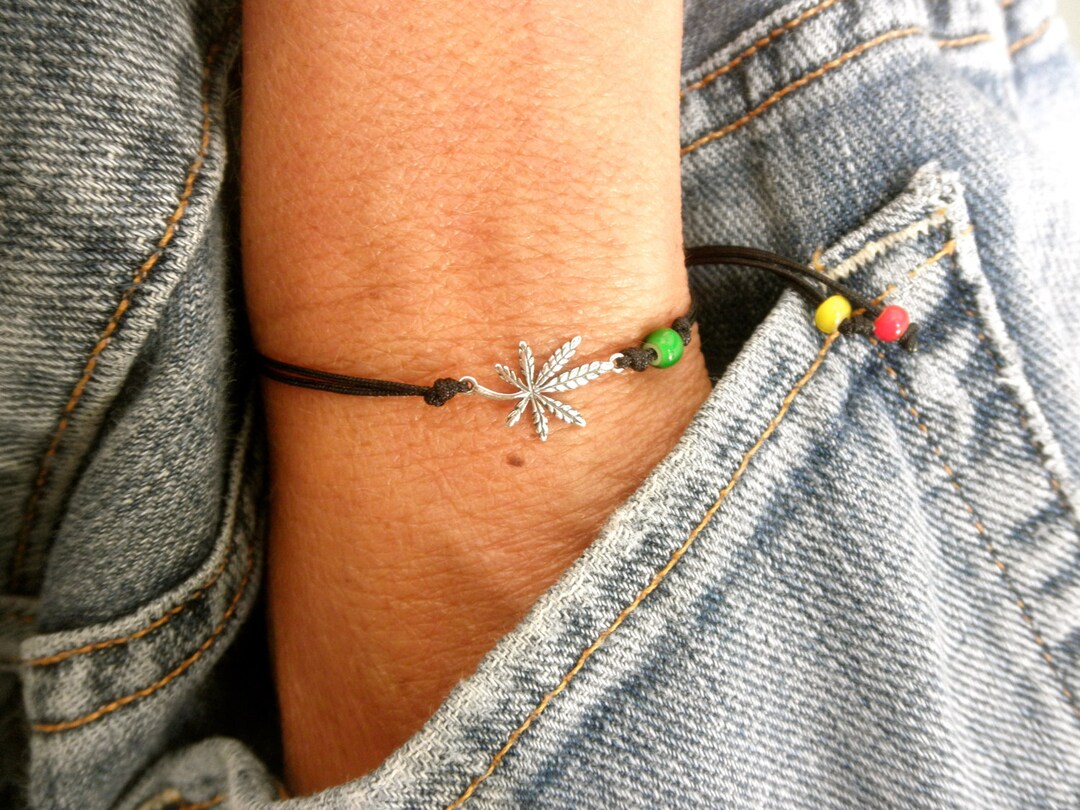 Marijuana Rasta Bracelet Adjustable Marijuana Bracelet - Etsy