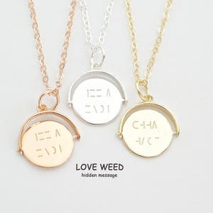 Spinning Love Weed necklace hidden message weed pendant love necklace cannabis necklace stoner gift image 1