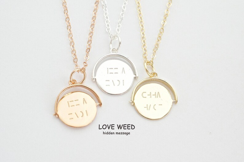 Spinning Love Weed necklace hidden message weed pendant love necklace cannabis necklace stoner gift image 1