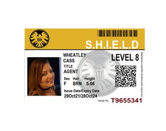 SHIELD ID Badge Marvel S.H.I.E.L.D. Agent Jimmy Woo Personalizable