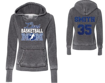 Custom Glitter Football Heart Womens Hoodie Sweat Shirt Spirit Wear Hooded Tee
