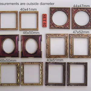 Picture Frames. Minature Frames. Attach your own Picture. (SET 02) 12 x Laser wood cuts