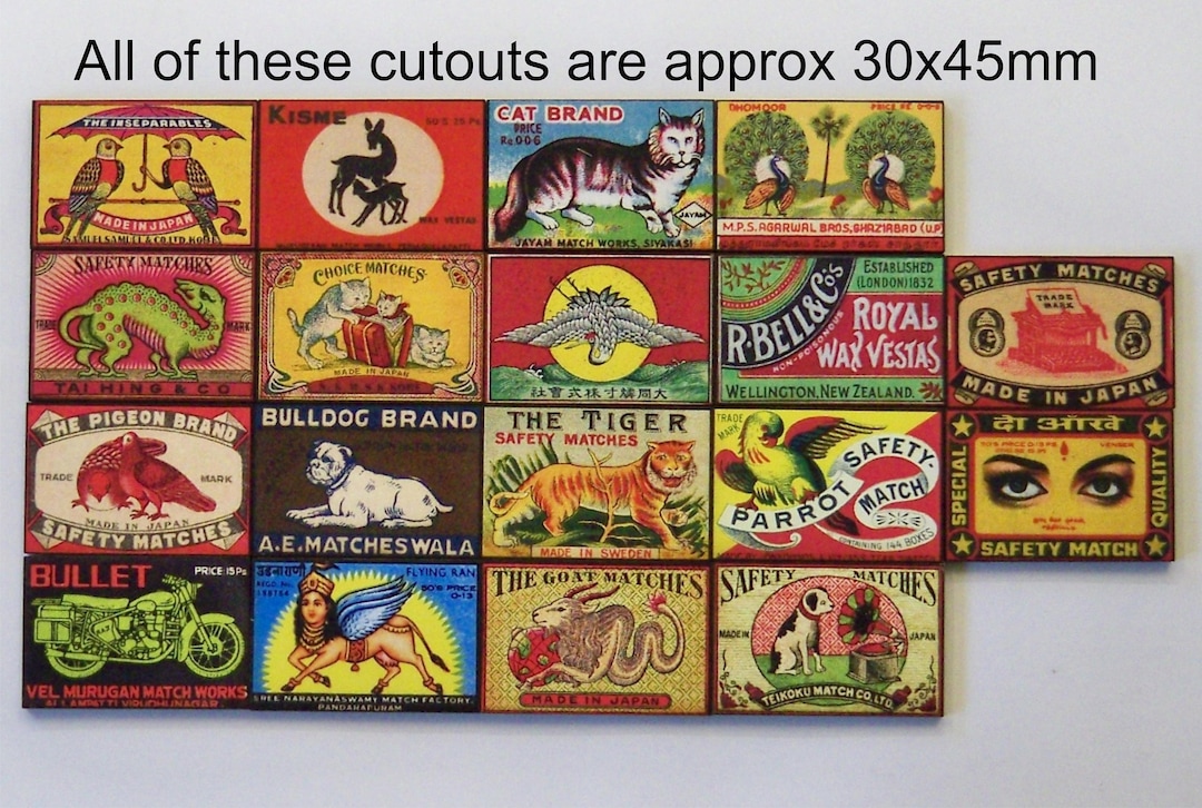 Matchbox Front Labels. This is a Pack of 18 Laser Woodcuts. Horizontal ...