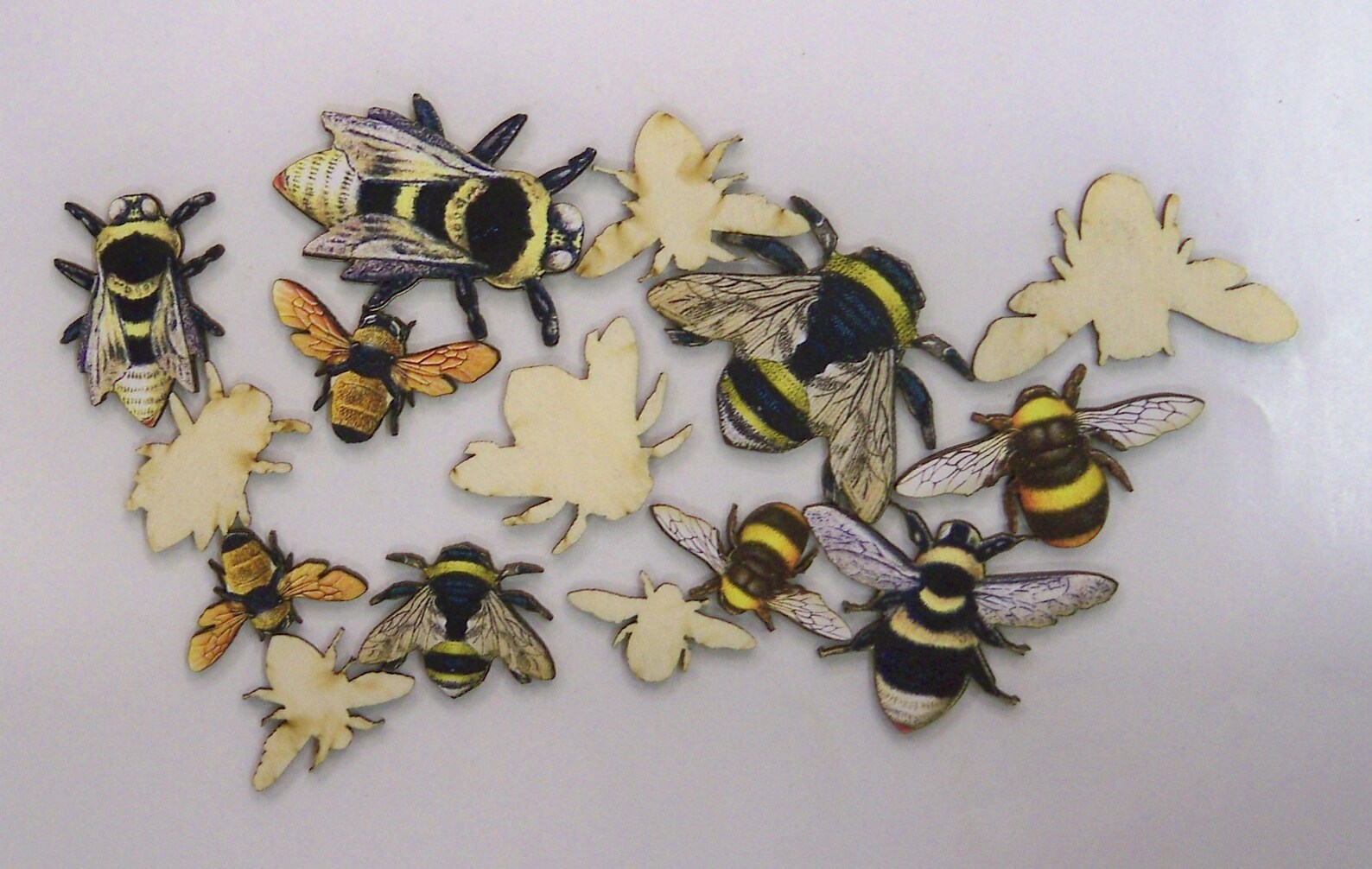 Bees & More Bees. B 3x5 Wood Embellishments. A Thriving Etsy UK