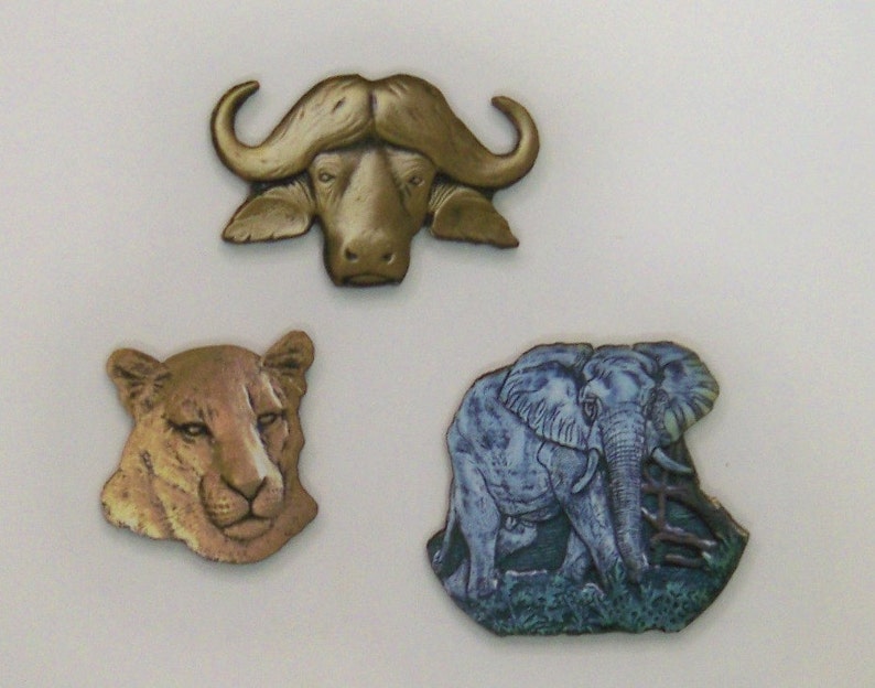 AFRICAN ANIMAL HEADS. 9 x on wood cutouts. Create a craft Etsy
