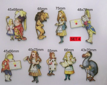 Alice in Wonderland, and her friends. SET 4.  9x cutouts per pack