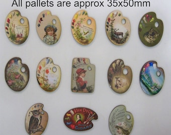 Painters Palett Set of 13 X wooden cutouts