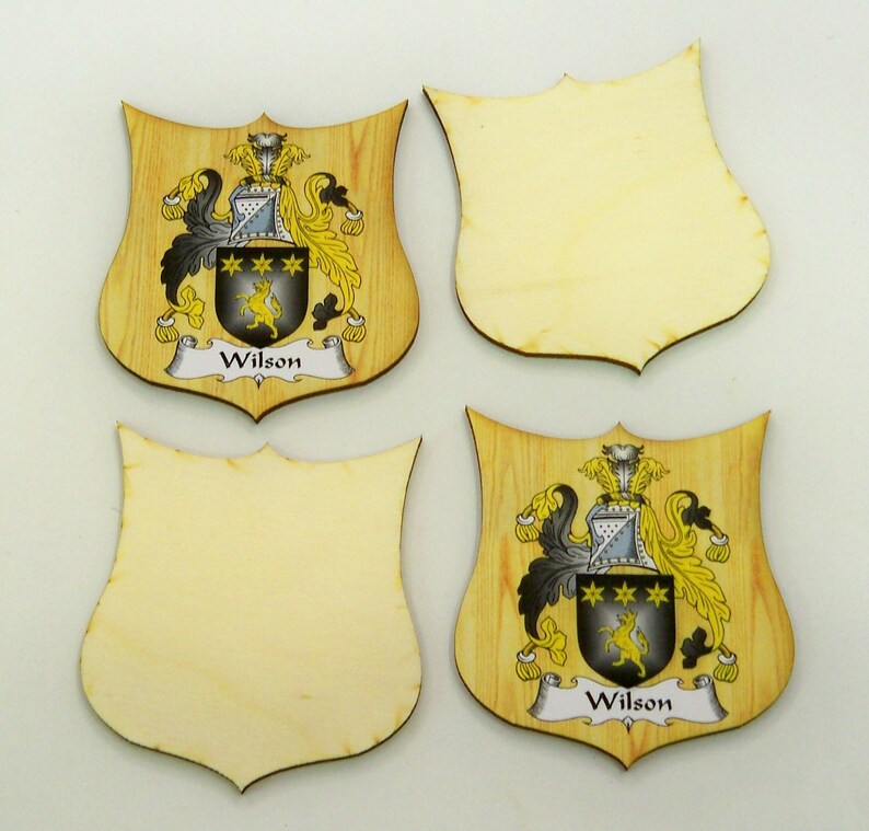 CREST. FAMILY NAME. Coat of Arms set of 4 Etsy UK