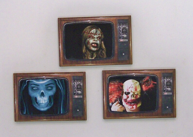 Horror Show on TV 9 X Woodcuts with Horror Channel Programs