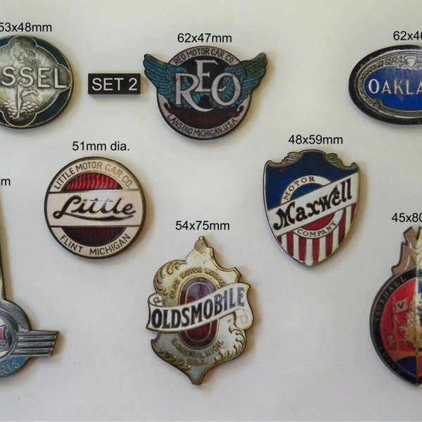 Car Badges, Classic Car Badges,  8 Laser Wood cuts in a pack.  (set 2)