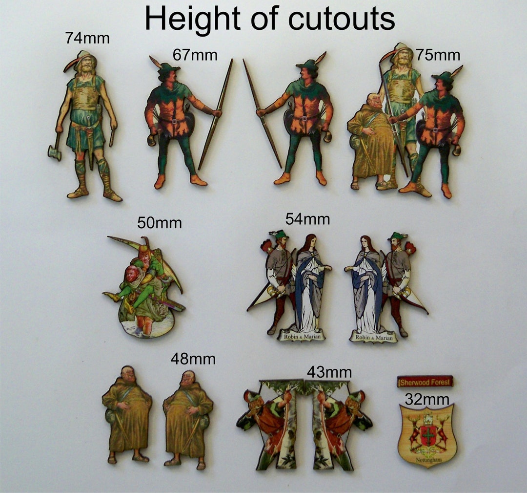 Robin Hood. Little John. Friar Tuck. Maid Marian. 12 X Woodcuts From