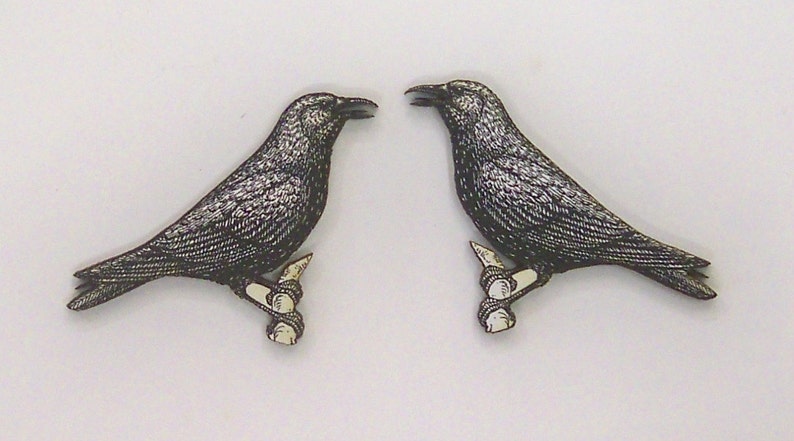 A packet of 12 x woodcuts Black Bird Black Crows and Ravens