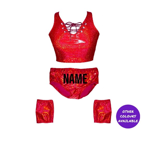 Pro Wrestling Gear Womens Sparkly Lace Up Crop Top Pants and Etsy