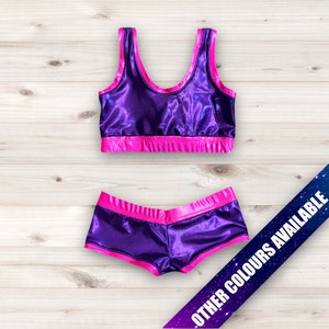 Pro-worsteluitrusting Crop-top en bootyshort voor dames * Sprankelende Westling-uitrusting * Worstelspandex * Worsteluitrusting * Op bestelling gemaakt