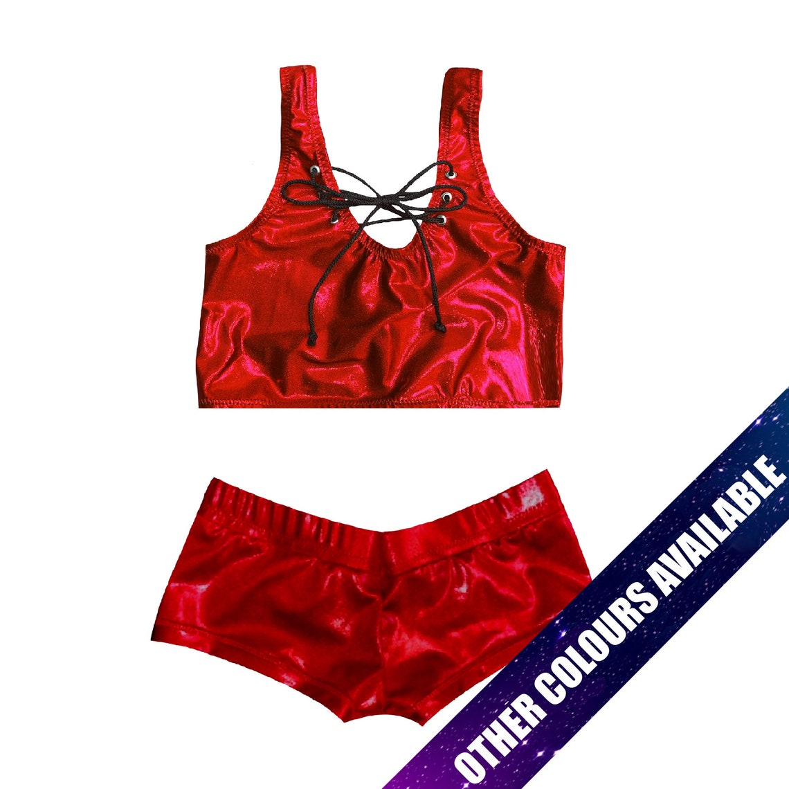 Pro Wrestling Gear Womens Sparkly Lace up Crop Top and Pants Etsy