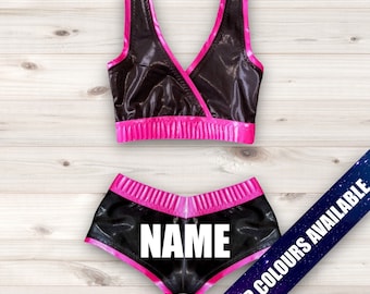 Pro Wrestling Gear Women’s Crop Top and Booty Shorts Set CUSTOM Sparkly Top Wrestling Spandex * Wrestling Gear * Alexa  Style