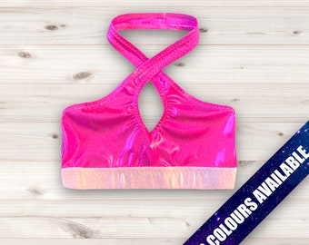 Pro Wrestling Gear Women’s Crop Top Sparkly Crossover Zelina style Spandex * Wrestling Crop Top Plain Wrestling Gear * Made To Order
