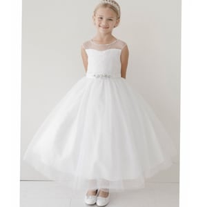 White flower girl communion dress for girls