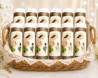 Recuerdos 12 pcs of keepsakes mini cirios candles first communion recuerdos primera comunión