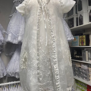 Virgen Mary white baptism dress vestido bautismo niña