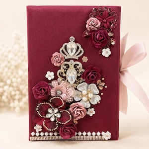 Burgundy decorative quinceañera English Bible