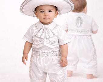 Boys charro baptism romper set sombrero virgen Mary christening outfit traje charro bautizo niño
