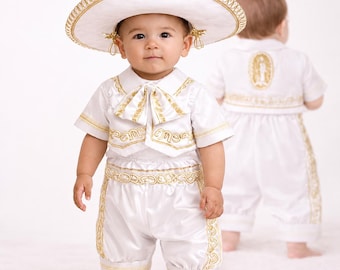 Boys charro baptism romper set sombrero virgen Mary christening outfit traje charro bautizo niño