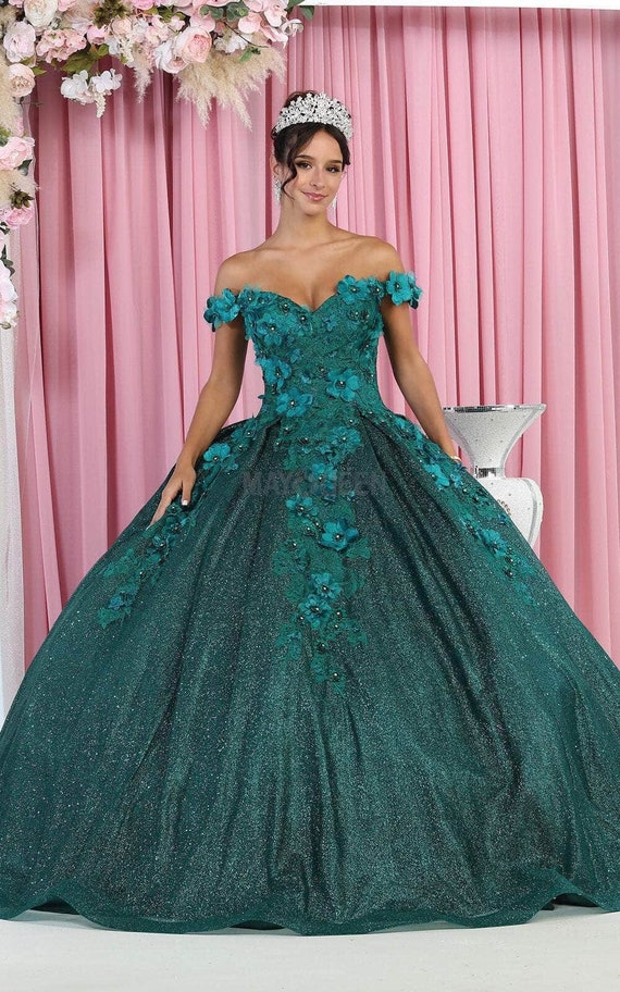 Hunter green quinceanera dresses 2025