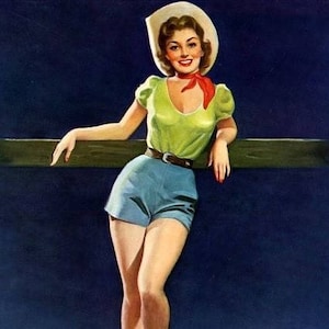 Cowgirls Pin Up Art and Illustrations - 24 Trading Cards Set