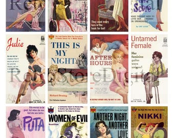 Femme Fatales: Ken de partituur - pulpomslagkunst digitaal afdrukbaar collageblad - retrokunst, vintage illustraties pin-up - direct downloaden