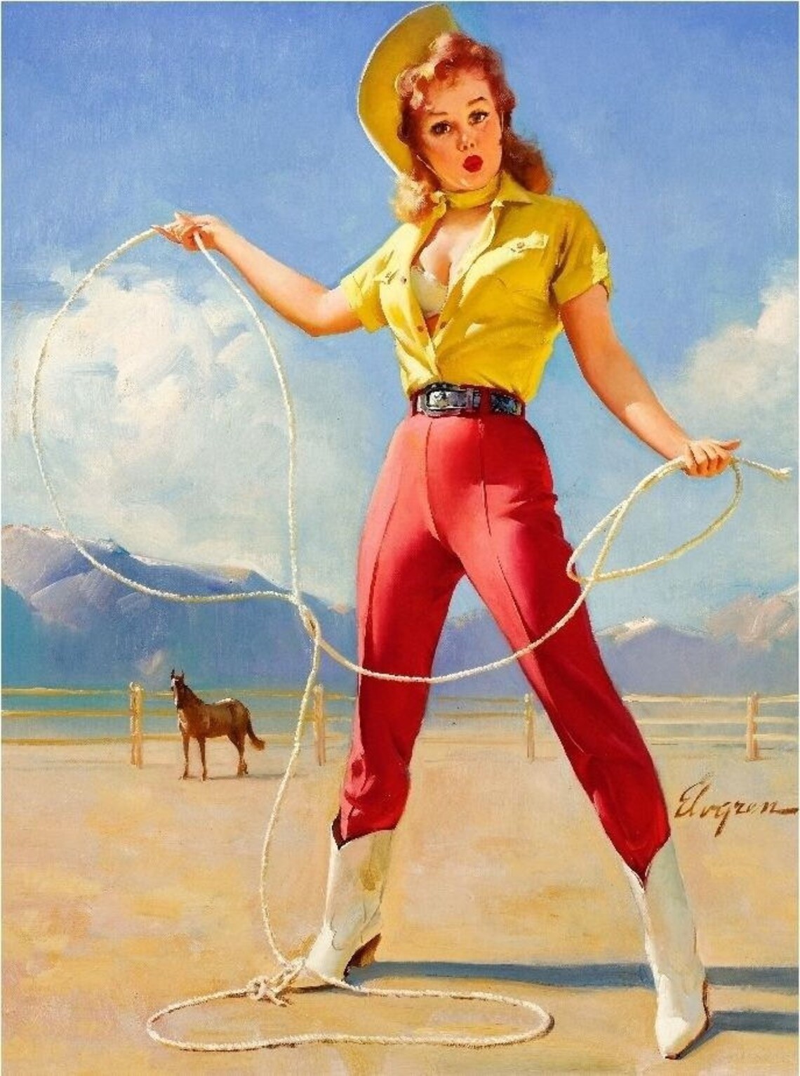 Cowgirls Pin Up Art And Illustrations 24 Trading Cards Set Etsy