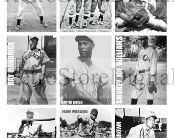Negro League Baseball All-Stars Fotografie Digital Druckbare Collage Sheet - Retro Fotos - Sofortiger Download - Schwarze Geschichtssammlung