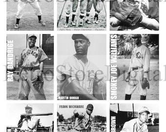 ニグロリーグ野球オールスターズ写真デジタル印刷可能コラージュシート - レトロ写真 - 即時ダウンロード - 黒人歴史コレクション