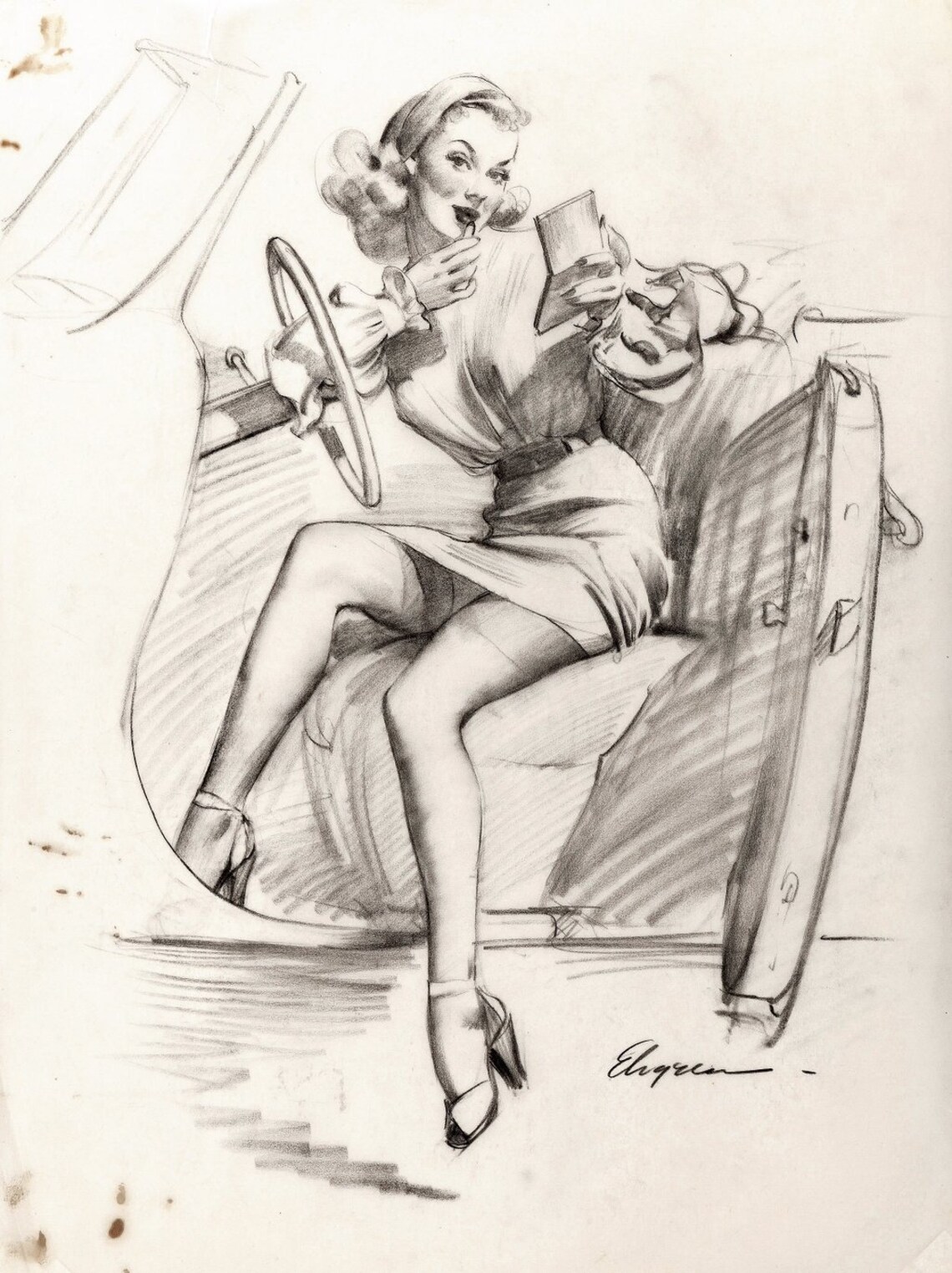 gil-elvgren-sketch-art-and-illustrations-24-trading-cards-set-etsy