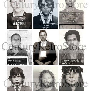 Celebrity Mugshots - Fotografie Digital Printable Collage Sheet - Retro Foto&#39;s - Instant Download