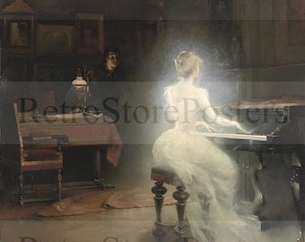 Spirit by George Roux (1885) - 11x14 Art Poster Print - Classic Glossy Poster - Gothic art - Ghost Art - Spirit Illustrations