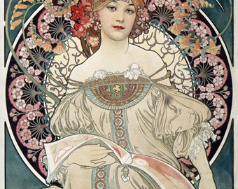 Alphonse Mucha - Jugendstil Gemälde und Kunst - 40 Sammelkarten Set - KEINE Duplikate! Französische Kunst - Vintage Illustration - Klassische Designs