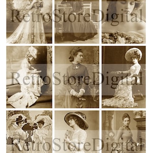 Women of The Victorian and Edwardian Era Photography Digital Printable Collage Sheet - Retro Photos - Instant Download