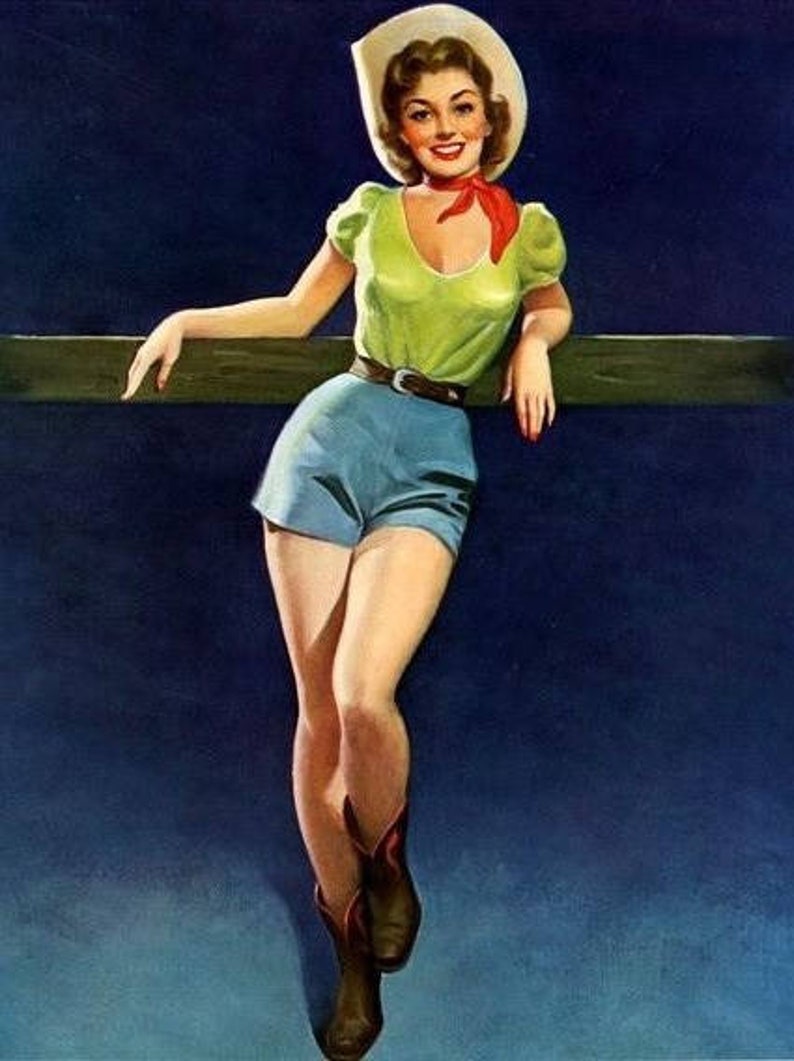 Cowgirls Pin Up Art And Illustrations 24 Trading Cards Set Etsy 