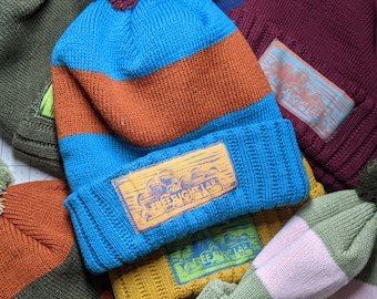 Hat | Head in the Clouds Beanie | Cozy Winter Hat for Pilots and Outdoor Enthusiasts | Block Print