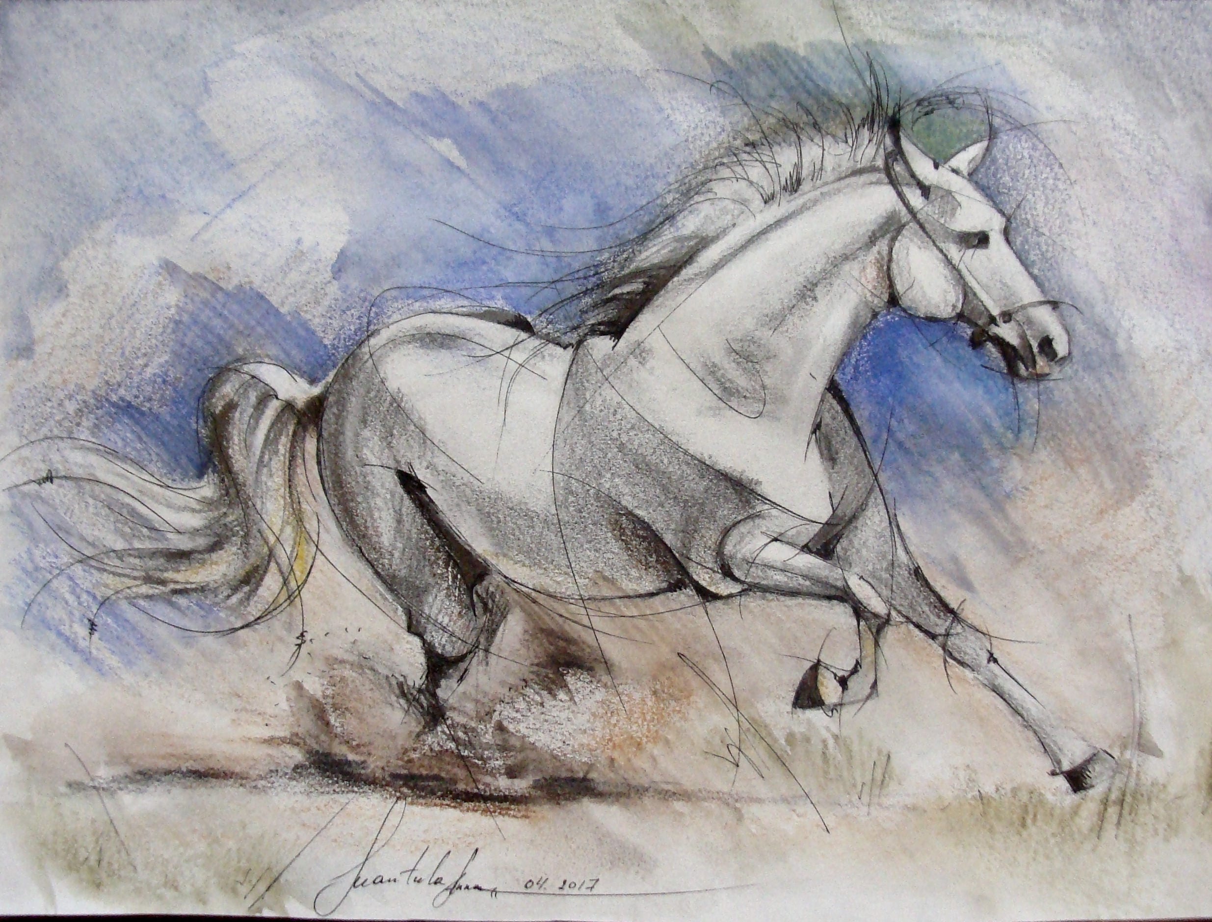 Pencil Drawing Of Running Horse
