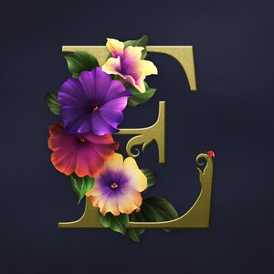 Spring Botanica Decorated Drop-Cap Kit Monogramma Digitale
