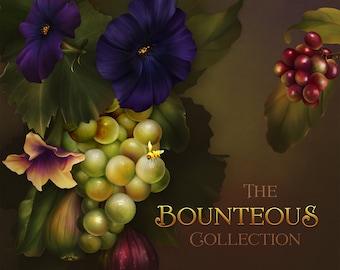 Bounteous Collection Digitally-painted Dahlia & Petunias