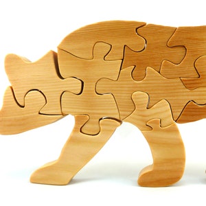 Wooden Bear Puzzle Freestanding with 15 Interlocking Pieces