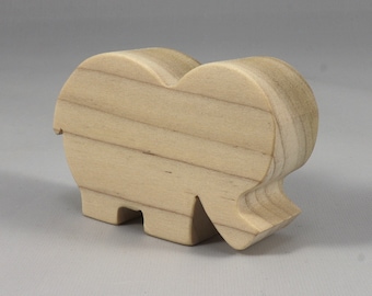 Handmade Wooden Toy Elephant:  Unfinished Cutout