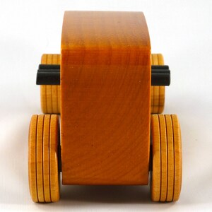 Handmade Wood Toy Car Hot Rod 1932 Sedan Finished With Amber Shellac And Trimmed With Metallic Saphire Blue And Black Acrylic Paint From My Hot Rod Collection